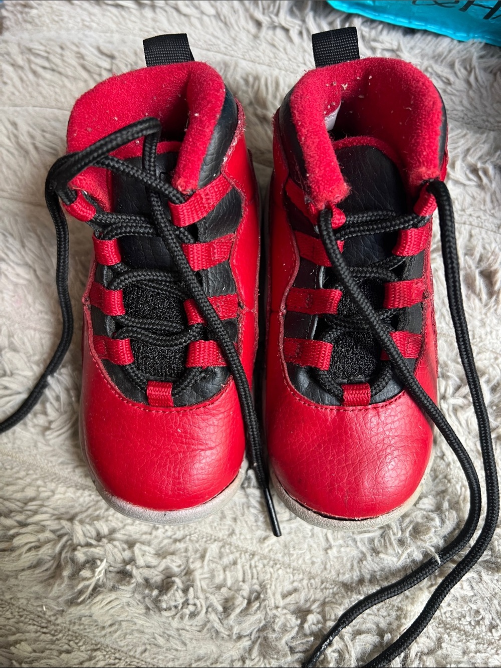 Jordan Kids Red and Black High-Top Boots